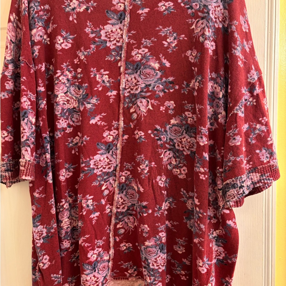 FREE PEOPLE You And Me Floral Tee Sz Oversized Medium - Picture 5 of 8